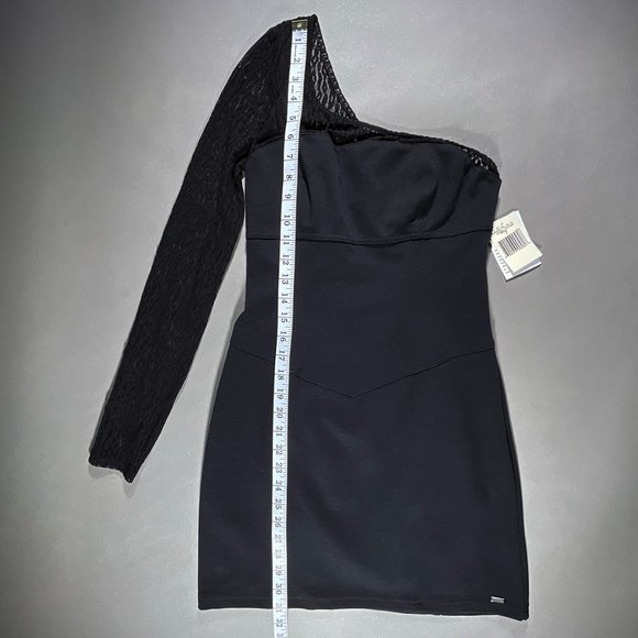 NWT Guess Off The Shoulder‎ Little Black Dress One Sleeve Juniors Size 7 - Picture 7 of 14